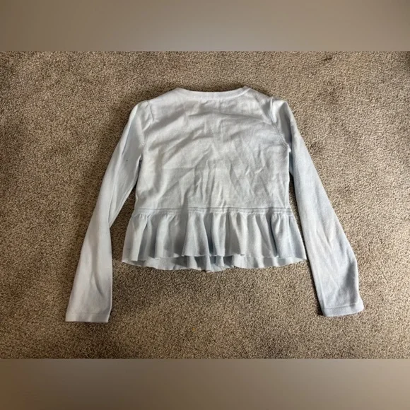 Lilly Pulitzer Little Girl’s Pale Blue Peplum Button Up Cardigan Cotton Flower L - Picture 5 of 6